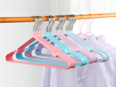 Colorful Non-Slip PVC Coated Metal Laundry Clothes Hanger for Supermarket