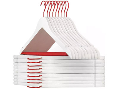 Contrast Color Design White Wood Clothes Hangers for Clothing Store