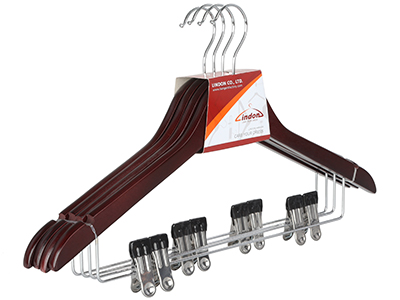 Deluxe 4-Piece Cloth Hangers Set Wooden Suit Hanger with Clips
