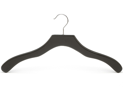 Factory Price Tops Clothing Type Fashion Flat Wave Black Wooden Euro Hanger Cloth