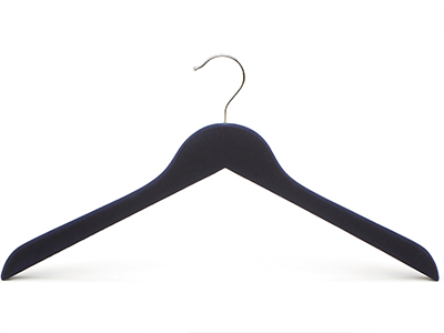 Luxury wooden material black velvet flocked shirt coat hangers