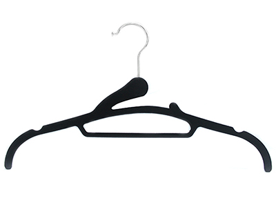 Black velvet padded clothes hangers wholesale with tie bar