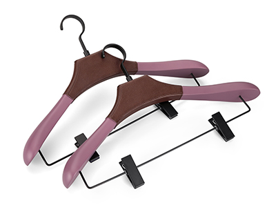 Luxury Customized Wooden Clothes Coat Hanger with Leather for Suit