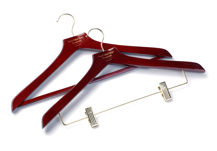   flat head luxury red wood girl clothes hangers