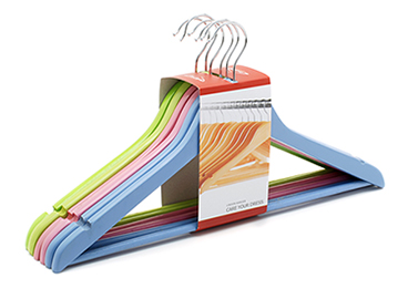 Colored Wooden Garment Hangers with Pants Bar