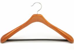 Cherry Wood Suit/ Jacket Hanger with Black Pants Bar