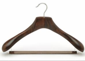  Heavy Duty Antique Wood Coat Hanger with Flocked Round Bar