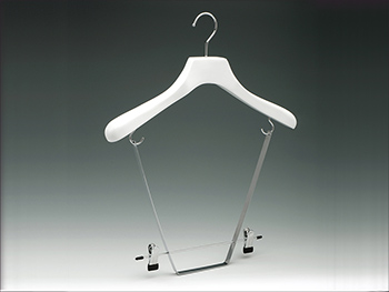  Custom White Wooden Suit Hanger with Clips