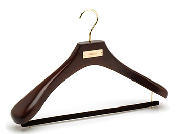  Luxury Walnut Dark Wood Coat Suit Hanger with LOGO Plate