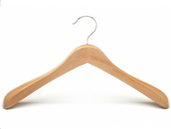 Contoured Body Natural Color Wooden Coat Hanger