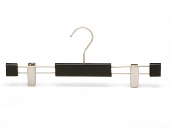 Custom Black Trouser Hanger with Nickel Flat Clips