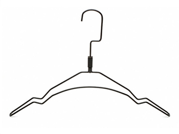  Special shape black metal wire hanger with notches on shoulder