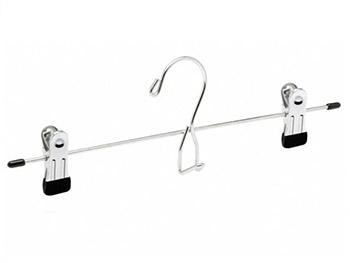   Metal pant hanger with 2 coating clips