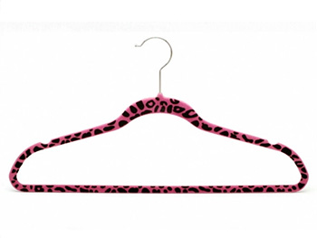 Leopard no slip velvet hanger with notches on the shoulder