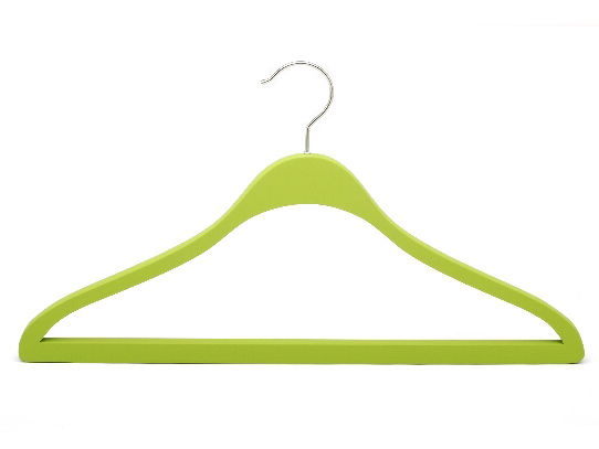  green rubber coated clothes hanger with square bar