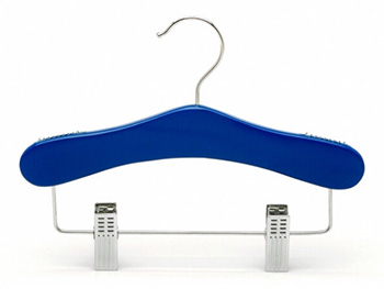 Blue anti-slip wood kids suit hanger