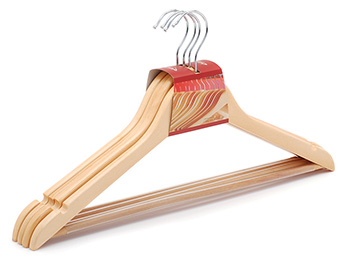 Wood commercial hangers with transparent anti-slip rubber tube