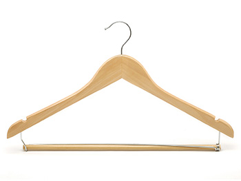  Natural Color Wood Clothes Hanger with Locking Bar