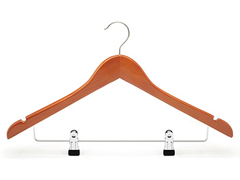  Cherry Color Wooden Hanger with PVC End Clips