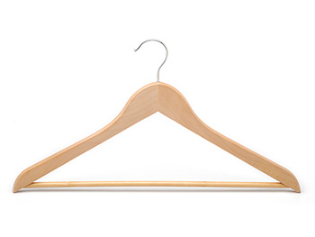  Natural Wooden Hangers with Trouser Bar