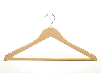  Curved body Wooden Suit Hanger with Trouser Grip Bar