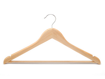  Solid Natural Finish Wooden Suit Hanger with Non-slip Pant Bar