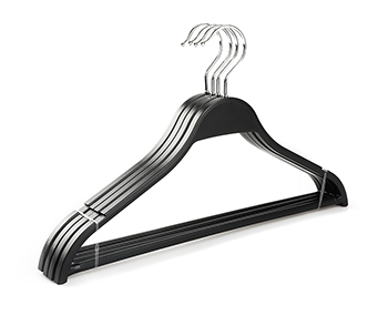  Multifunctional Non-Slip Round Bar Black Matte Scratchproof Plastic Clothes Suit Hangers For Clothes 