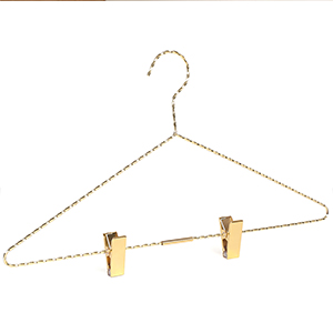  Premium Shiny Gold Metal Wire Cloth Hanger with Gold Clips 