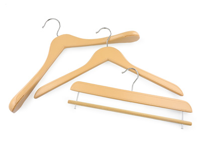 New Design Set Custom Leather Coat Hangers PU Clothes Hanger