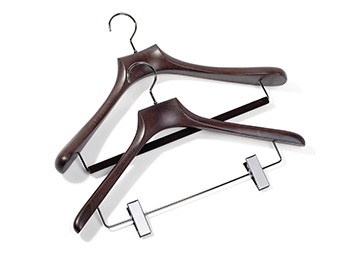  Luxury Brand Wooden Coat Suit Hangers With Velvet Pants Bar and Clips