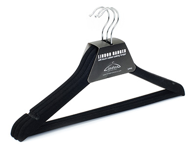3-Pack Luxury Wood Black Velvet Clothes Hangers Wholesale 