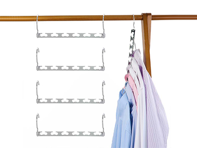  Multifunctional Space Saving Wider Wavy Slots Heavy Duty Chrome Metal Magic Clothes Hangers 