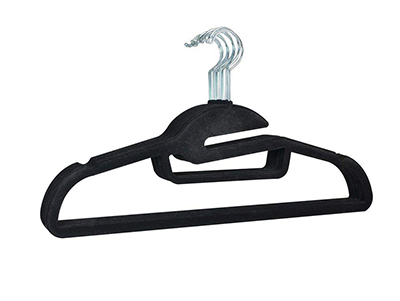 Space Saving Flocked Hanger Suit Velvet Hangers with Tie Bar 