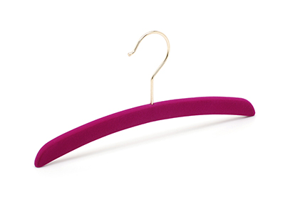  Fashion Custom Velvet Coat Hanger Anti-Slip Moon Shape Hanger with Gold Hook 