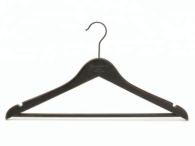 Brushed Black Finishing Non-slip Trouser Bar Wooden Antique Suit Clothing Hangers Black 