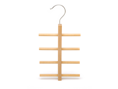  Space-saving 4 Bars Natural Wooden Scarf Belt Hanger