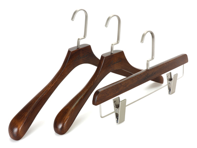  Luxury Wooden Garment Antique Clothes Hanger with Nickel Hook and Clips 