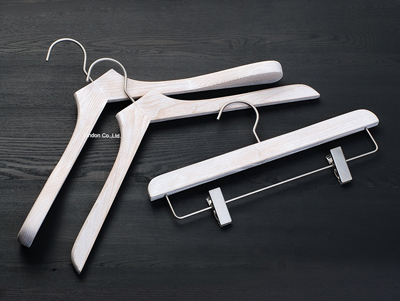  Washed White Custom Made Coat Suit Hangers with Brushed Process