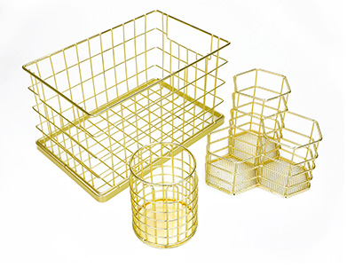 Gold Organizer Metal Wire Storage Basket