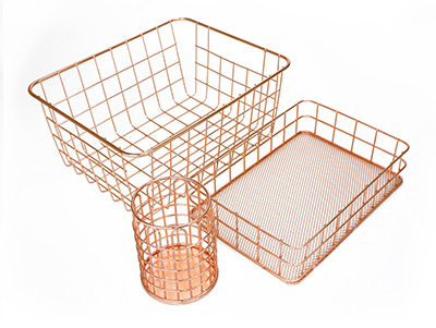 Rose Gold Color Wire Storage Basket Storage Stationery Cosmetic Basket Organizer