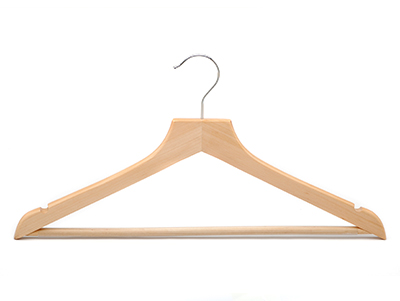 Flat Head Natural Color Wooden Coat Hanger