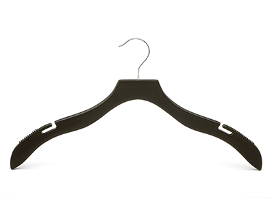  Flat Wave Black Wooden Top Hanger with 7 Notch