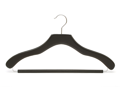  Special Shape Black Wooden Suit Hanger with Trouser Bar