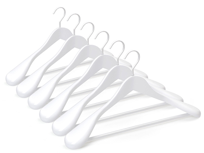 Extra-Wide Shoulder White Wooden Coat Hangers