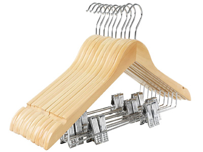  Solid Smooth Wooden Clothes Hangers with 360° Swivel Hook