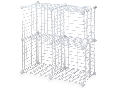  Foldable Cloth Grid Wire Modular Shelving and Storage Cubes White