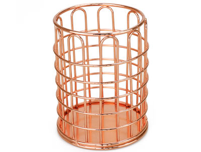 Rose Gold Metal Mesh Desktop Organizer Iron Round Pen Holder Storage Container