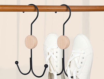 Shoe Hanger Hanging Shoe Hat Towel Scarf Metal Wood Hooks