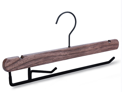  Fashion Black Hook Wooden Pants Hanger with Velvet Bar