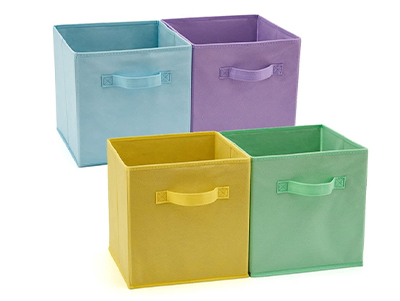Set of 4 Storage Boxes Fabric Bins Baskets